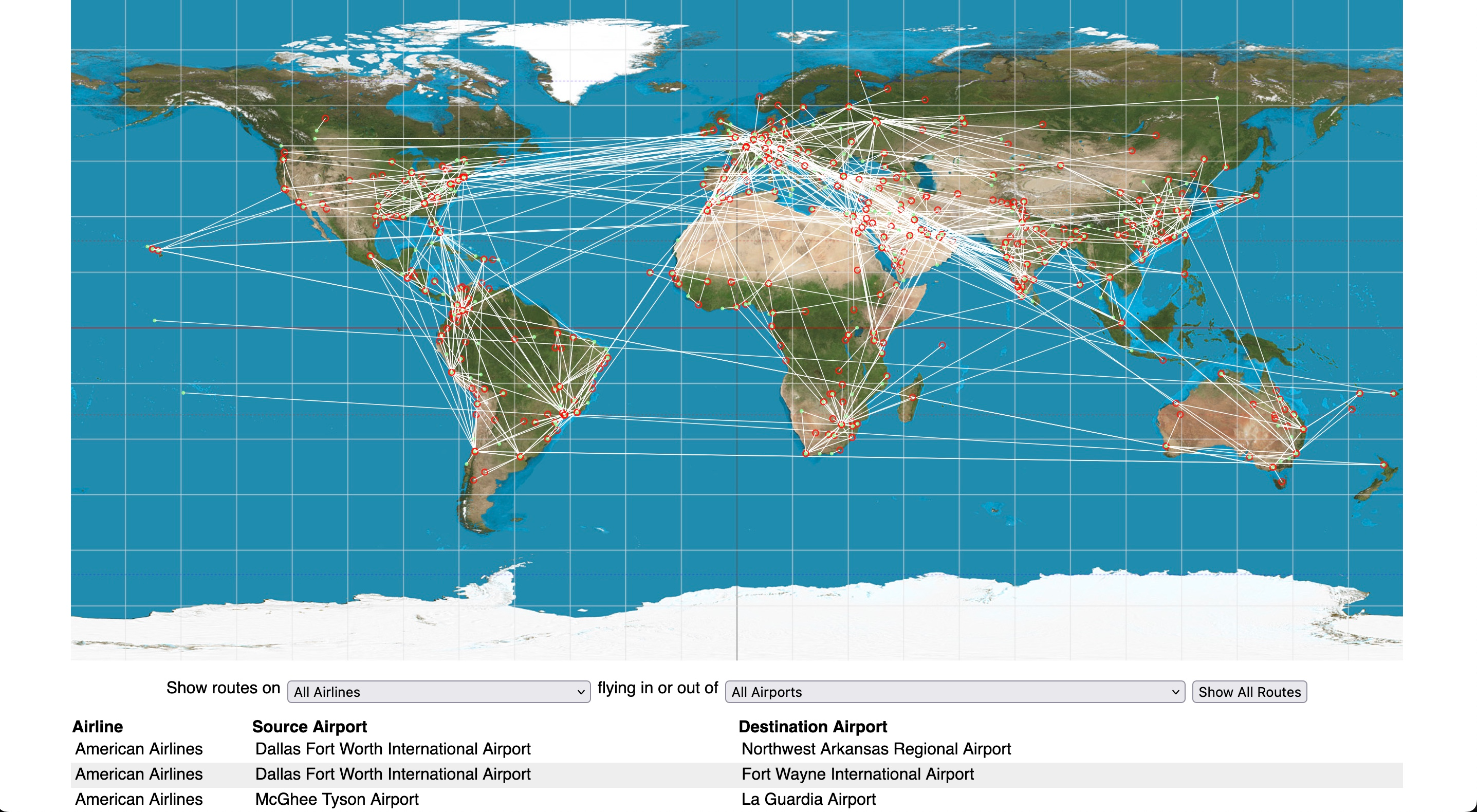 airline routes screenshot
